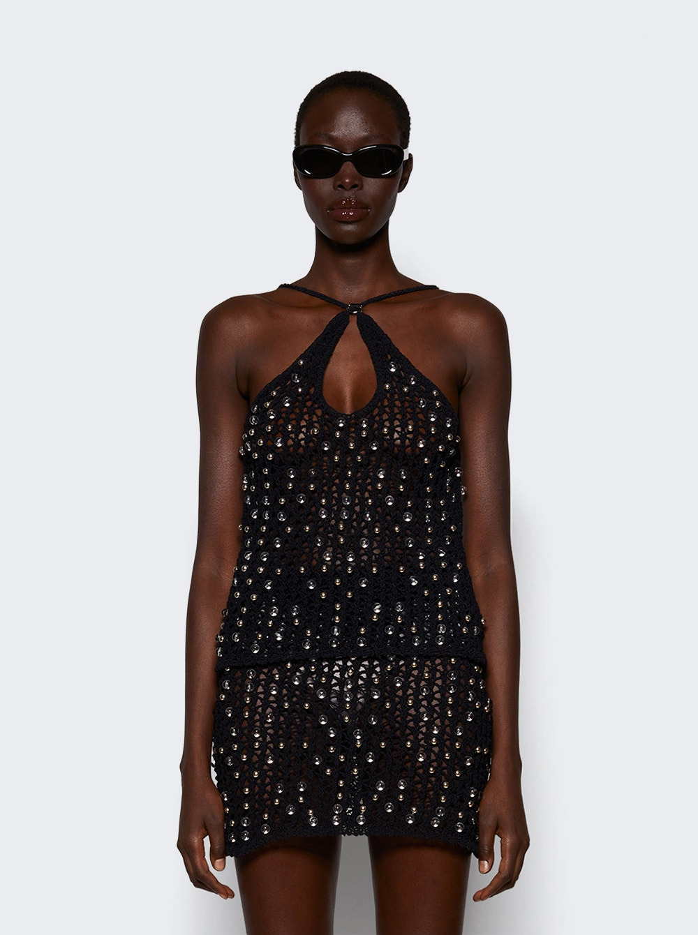 Beaded Knitted Top Black - 2