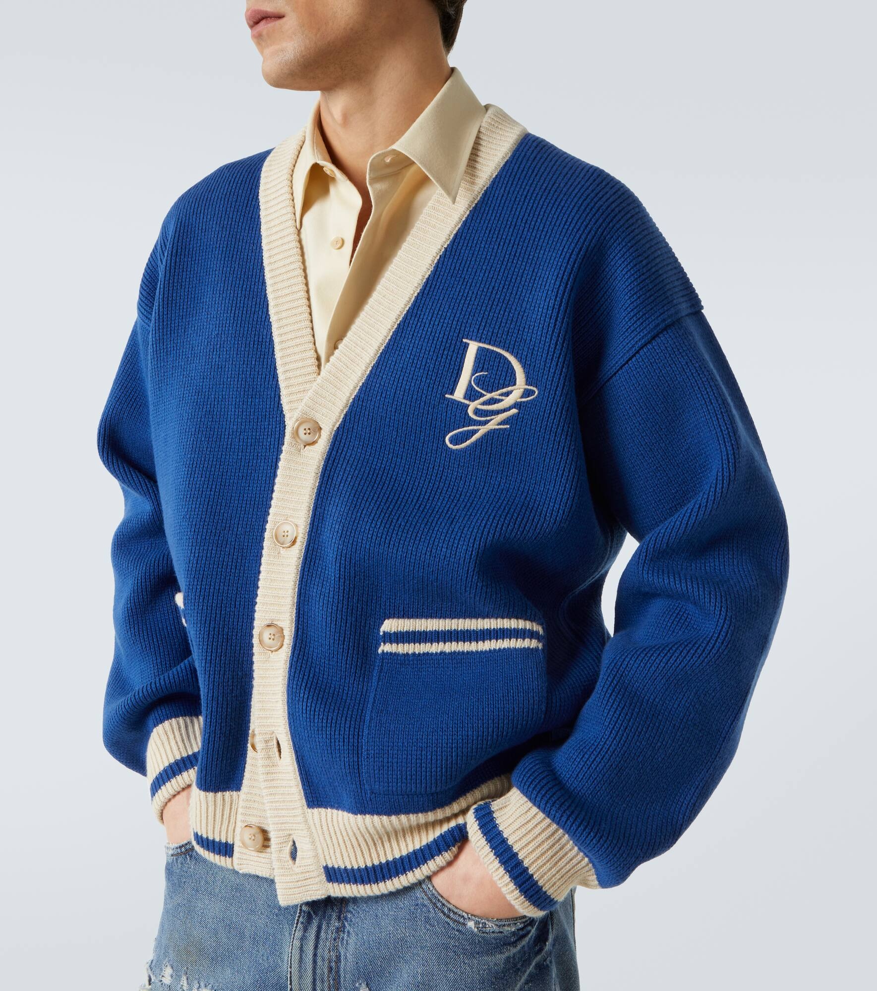 Embroidered virgin wool cardigan - 5