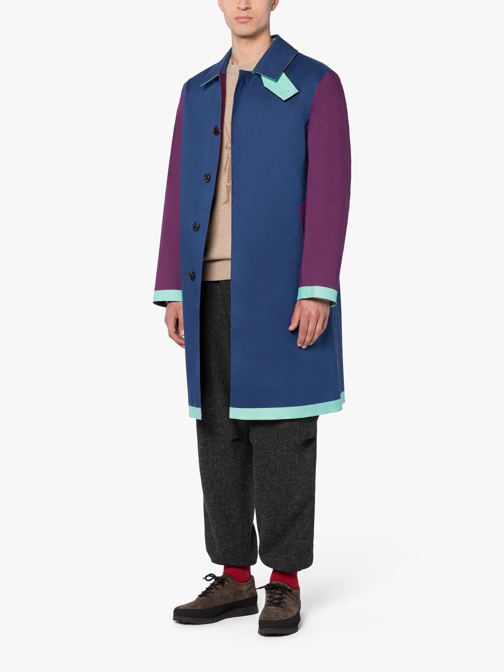 OXFORD BLUE PATCHWORK BONDED COTTON 3/4 COAT - 4