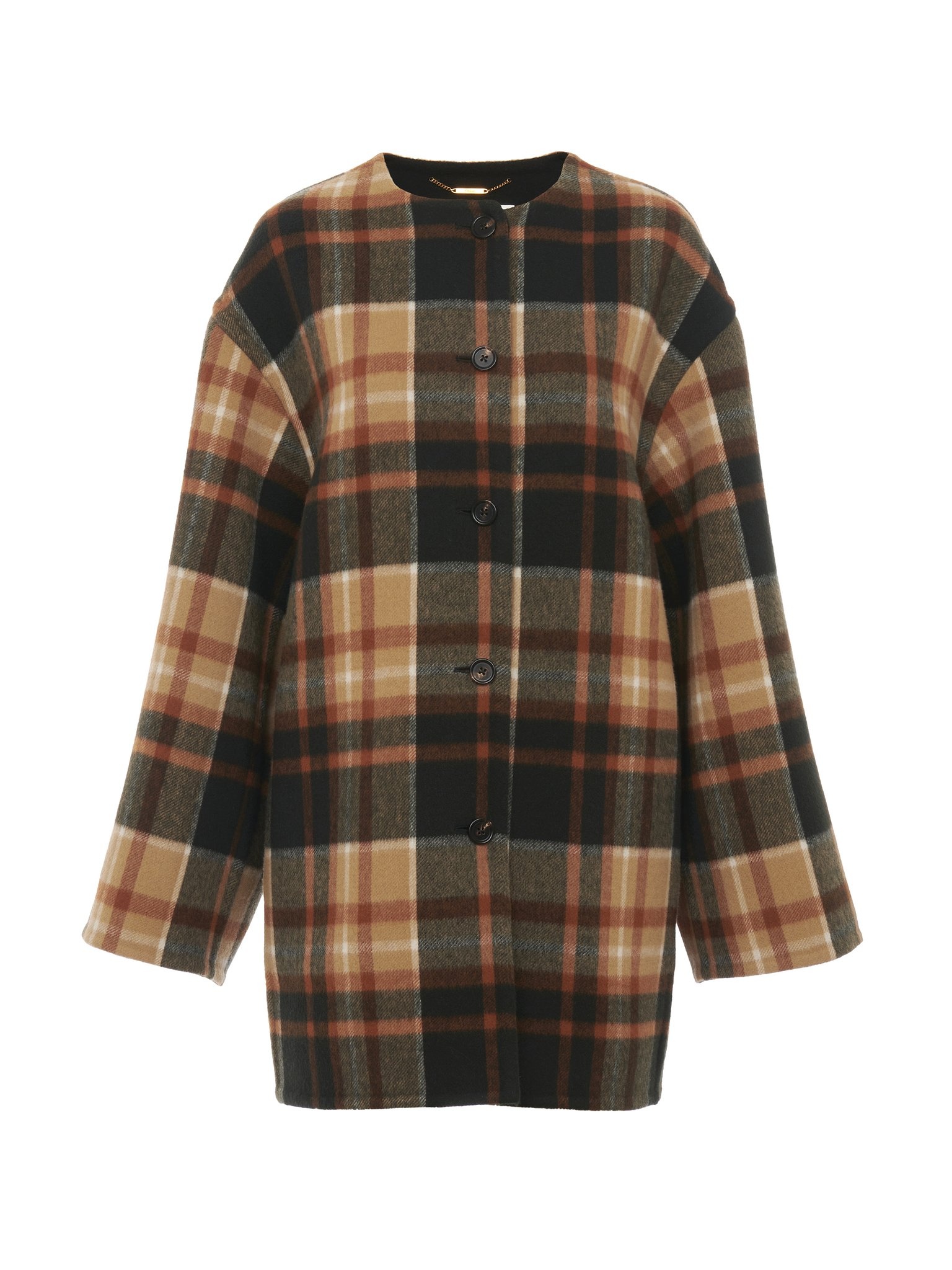 MID-LENGTH COAT IN CHECKED WOOL - 1