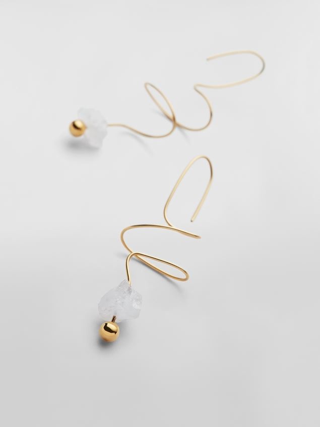 TEARS HOOK EARRINGS IN GOLD-TONE BRASS AND QUARTZ - 4