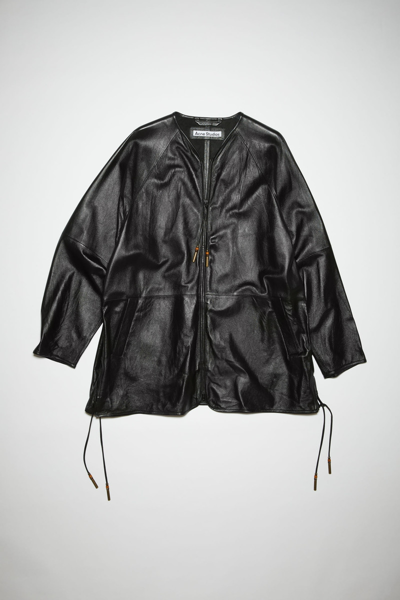 Tumbled leather coat - Black 5