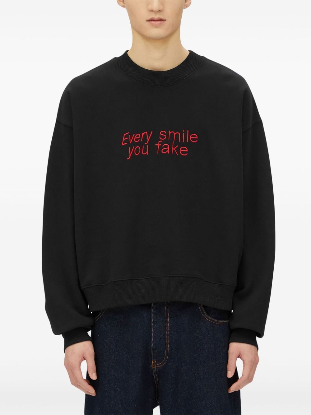 slogan-embroidered sweatshirt - 3