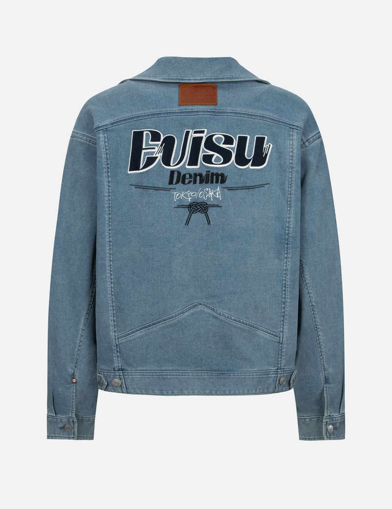 EVISU LOGO APPLIQUÉ FASHION FIT DENIM BIKER JACKET outlook