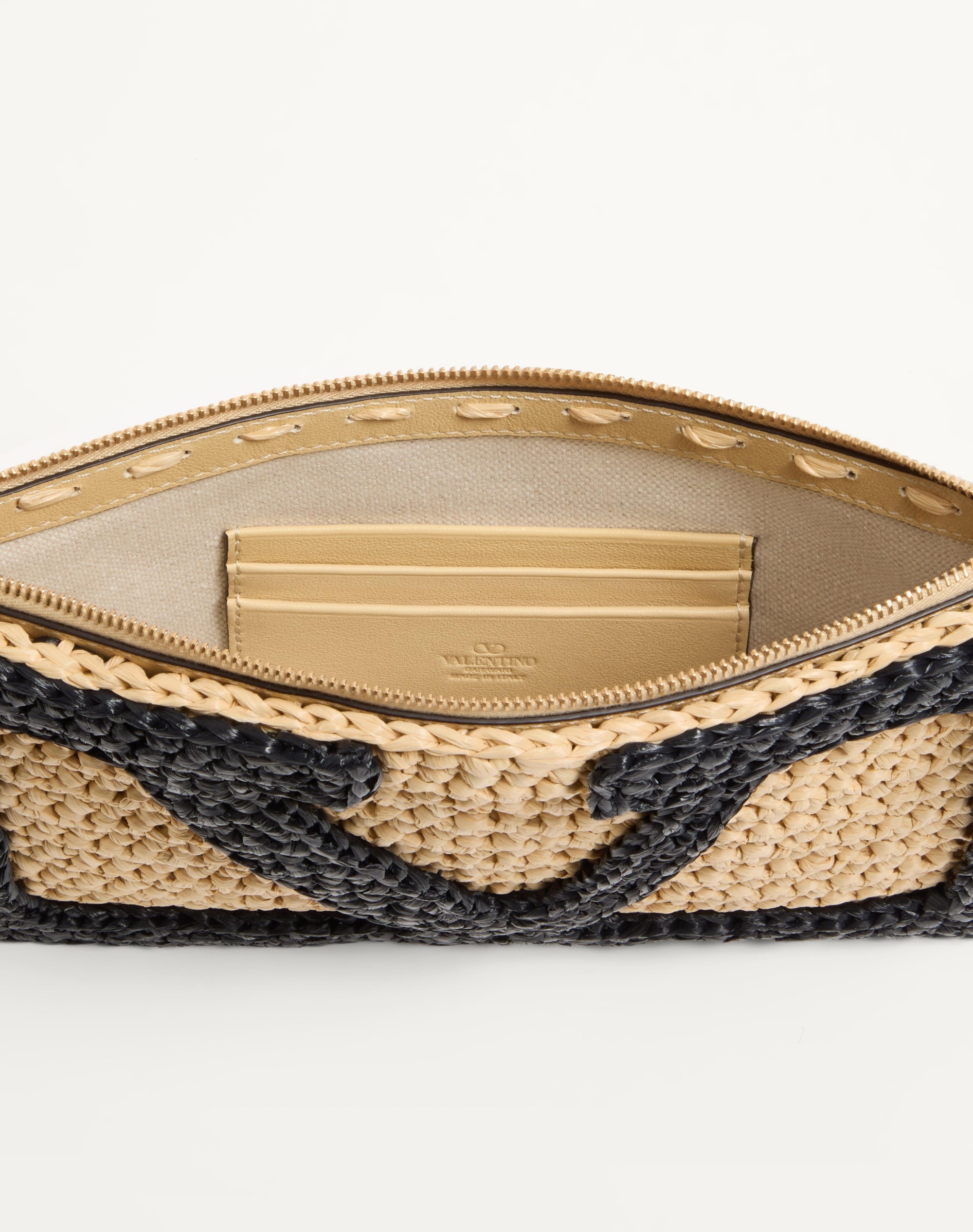 VALENTINO GARAVANI VIVA SUPERSTAR SYNTHETIC RAFFIA POUCH - 5
