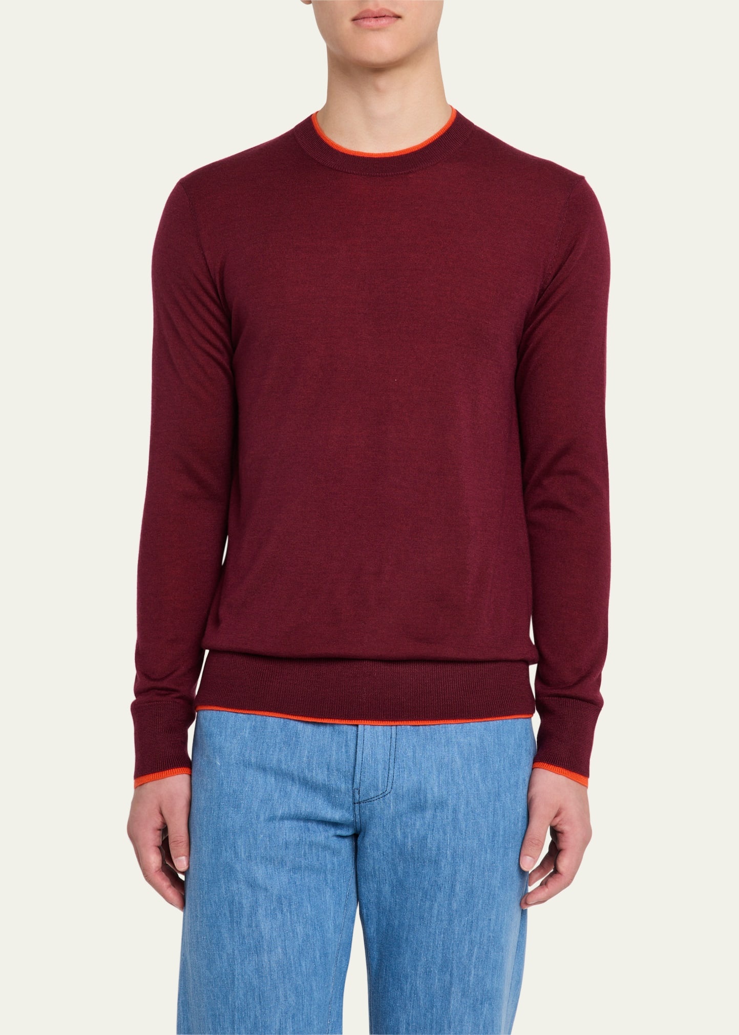 Men's Wells Cashmere and Silk Knit Crewneck Sweater - 4