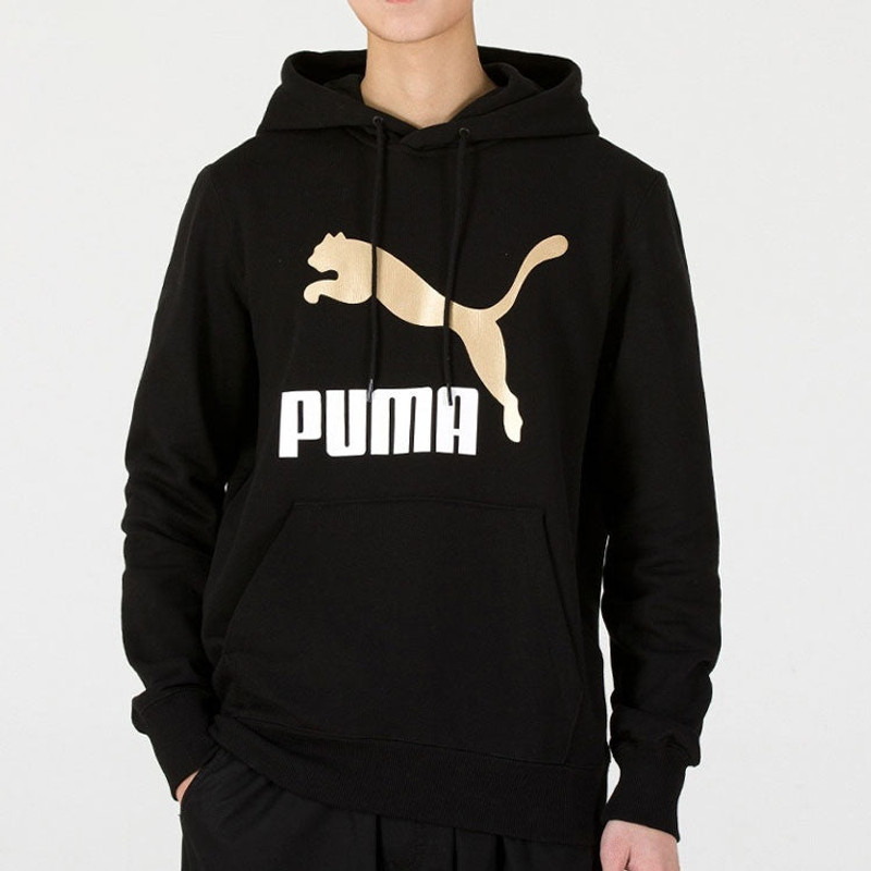 PUMA PUMA Classics Metallic Logo TR Logo Printing hooded Sports Black 535341-01 outlook