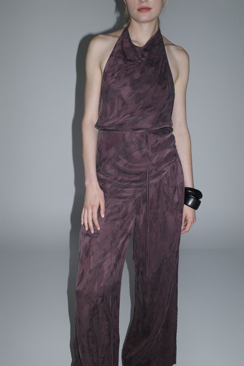 Jacquard Relaxed Pants - Chocolate Plum 4