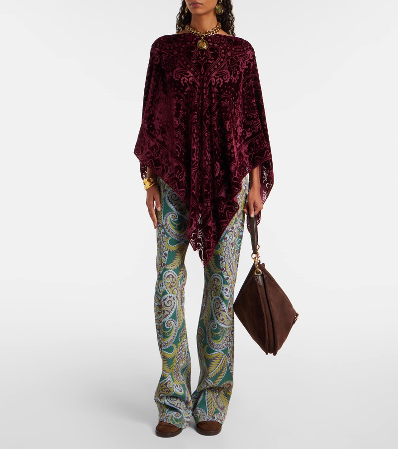 Etro Paisley silk-blend velvet poncho outlook