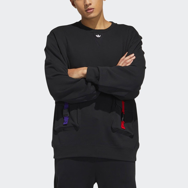 adidas adidas originals Series Cny Crew Casual Sports Round Neck Pullover Black GN5450 outlook