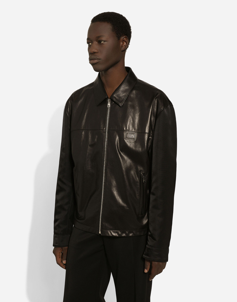 Fabric and leather jacket 4