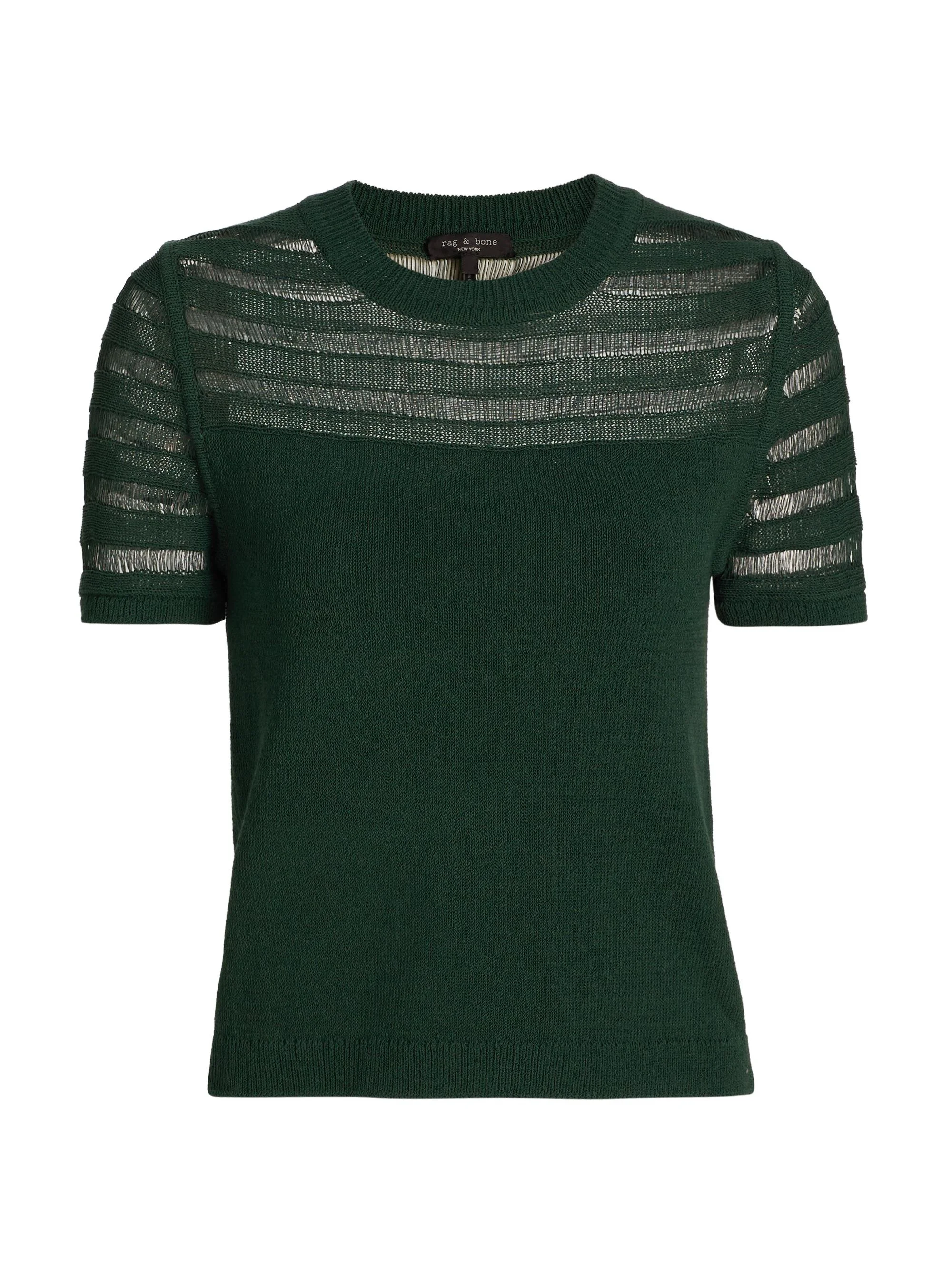 Women's Britt Pointelle Short-Sleeve Knit Top - Forest - 1