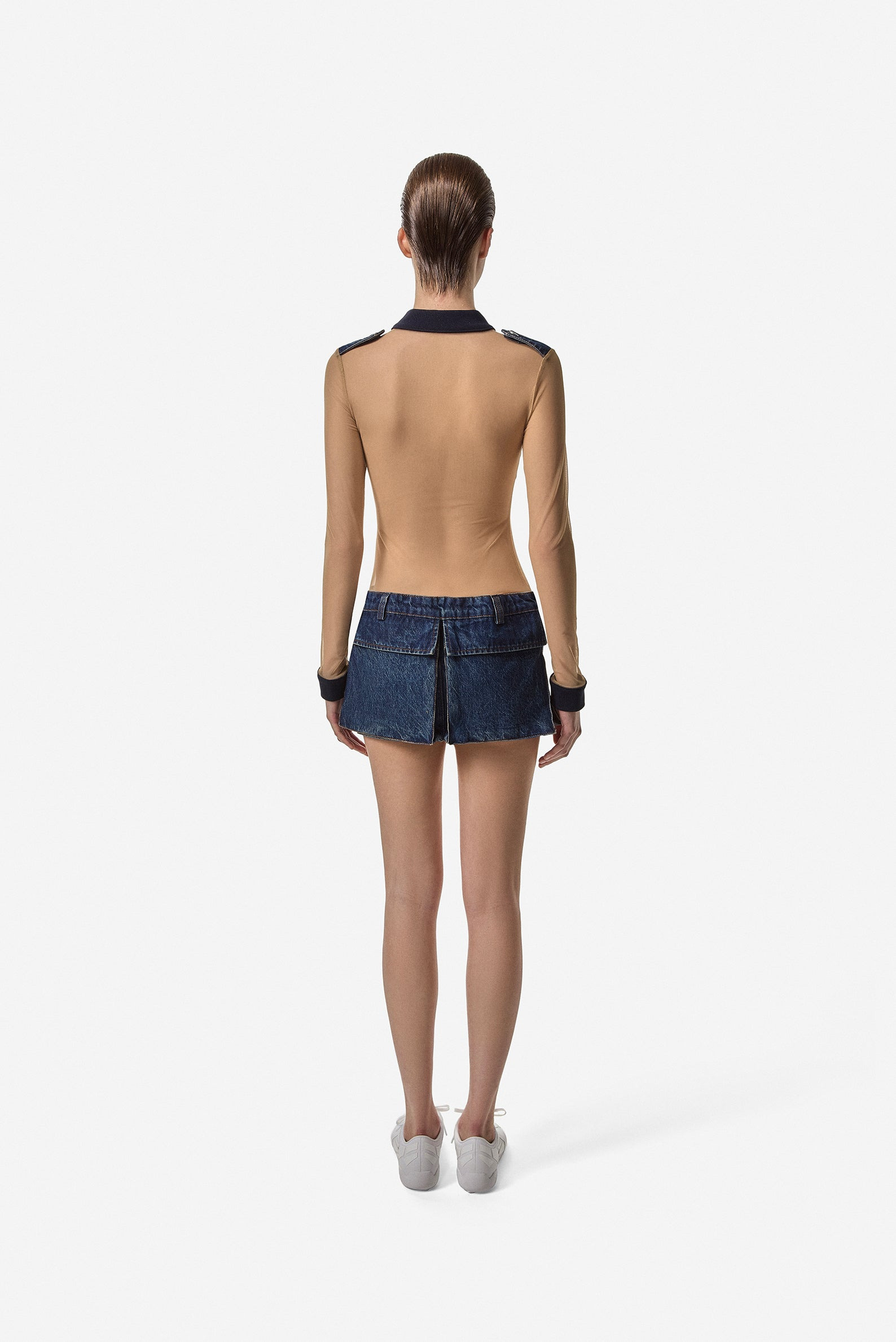 Tulle Illusion Denim Dress - 3