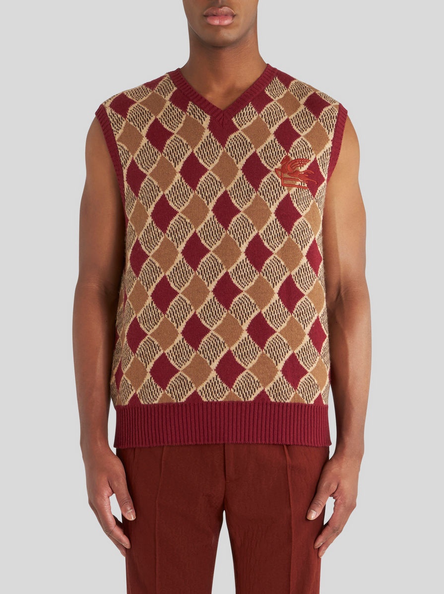 SLEEVELESS WAISTCOAT WITH DIAMOND PATTERN - 2
