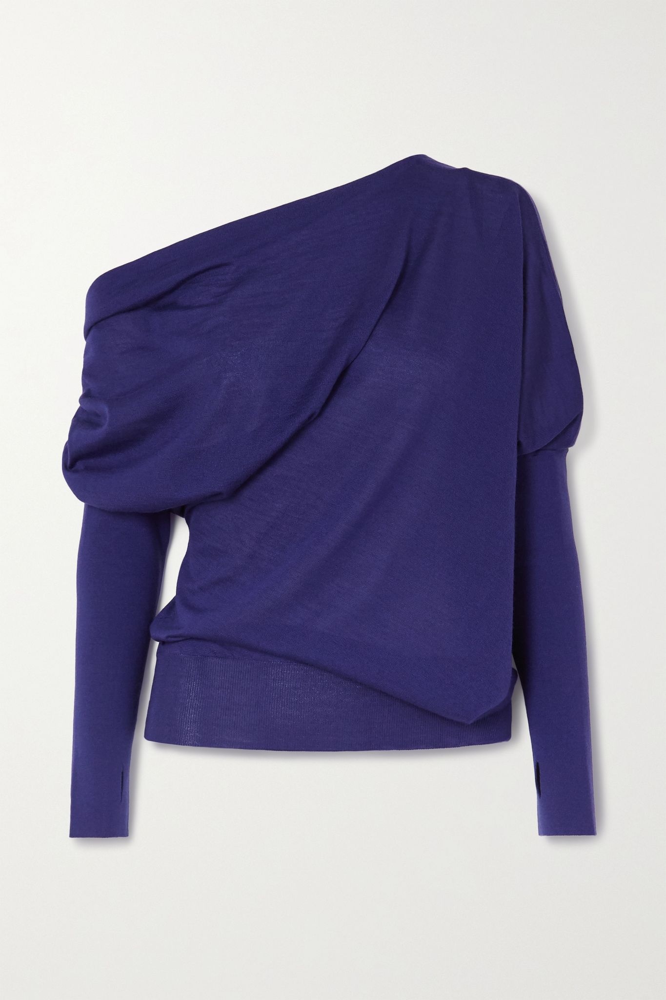 One-shoulder cashmere and silk-blend sweater - 1