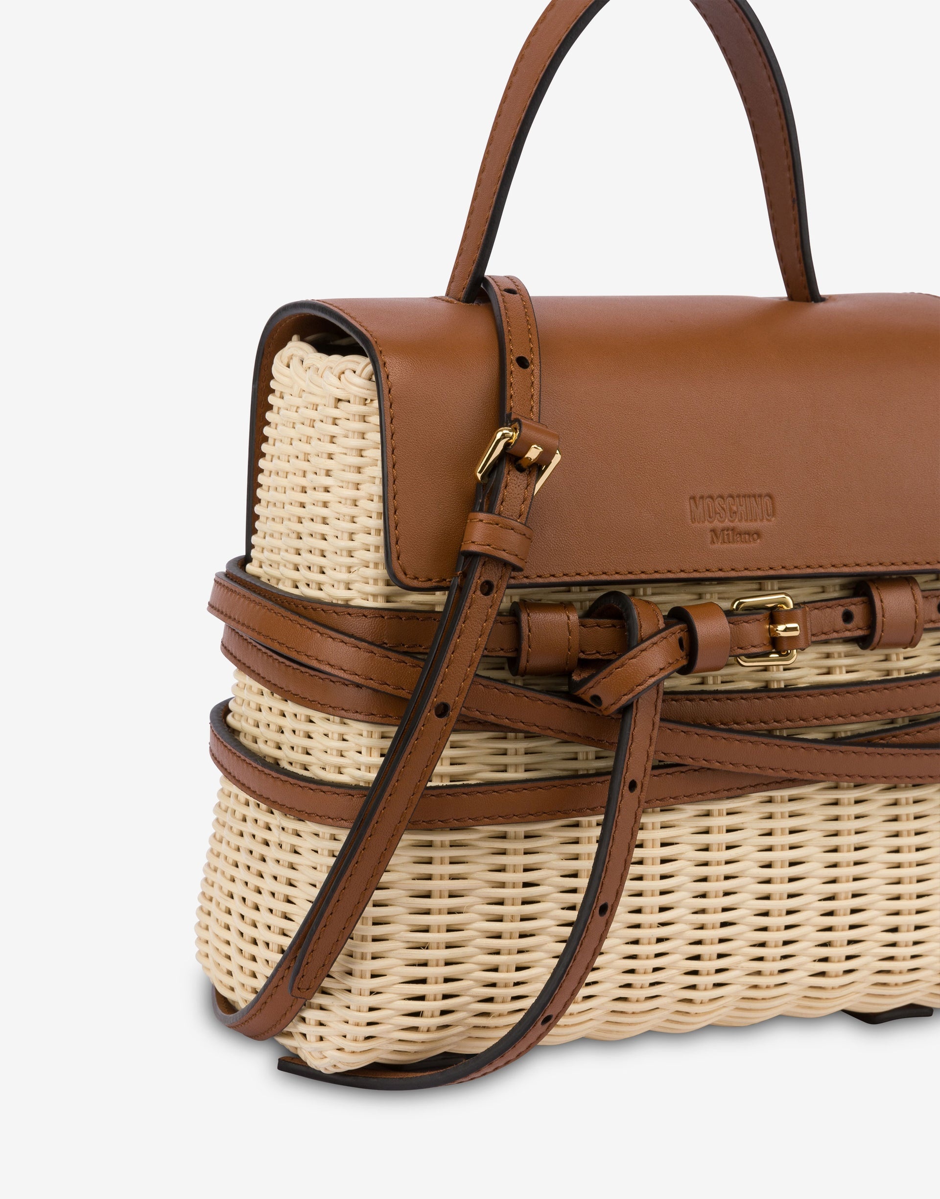 MOSCHINO TIE ME BAG IN RATTAN SMALL - 3