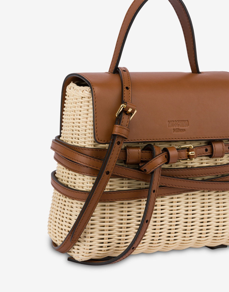 MOSCHINO TIE ME BAG IN RATTAN SMALL 3