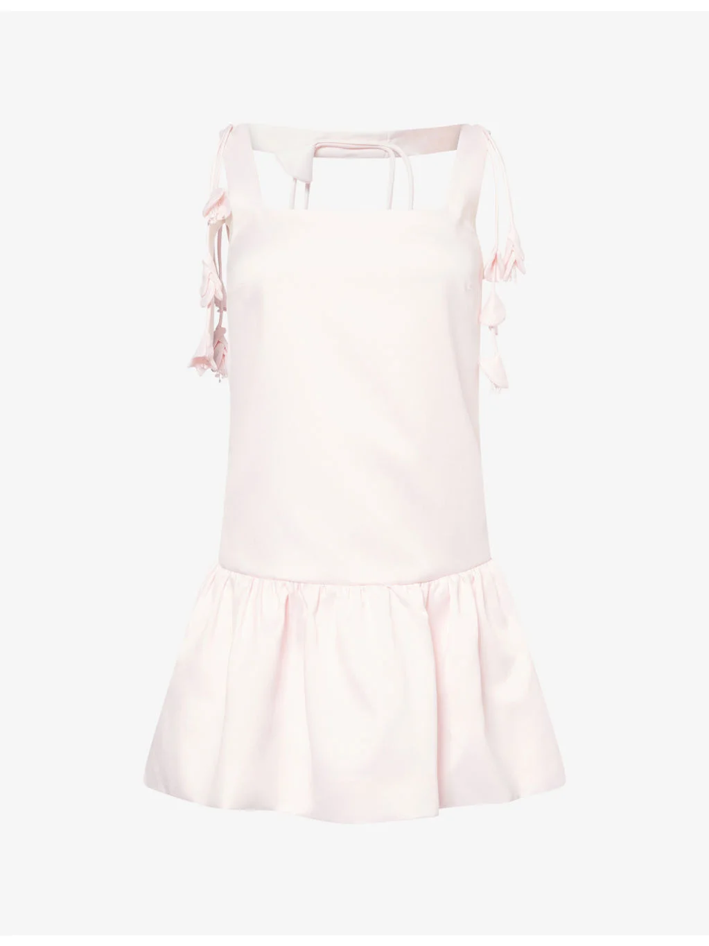 Flower-Embellished Woven Mini Dress - 1