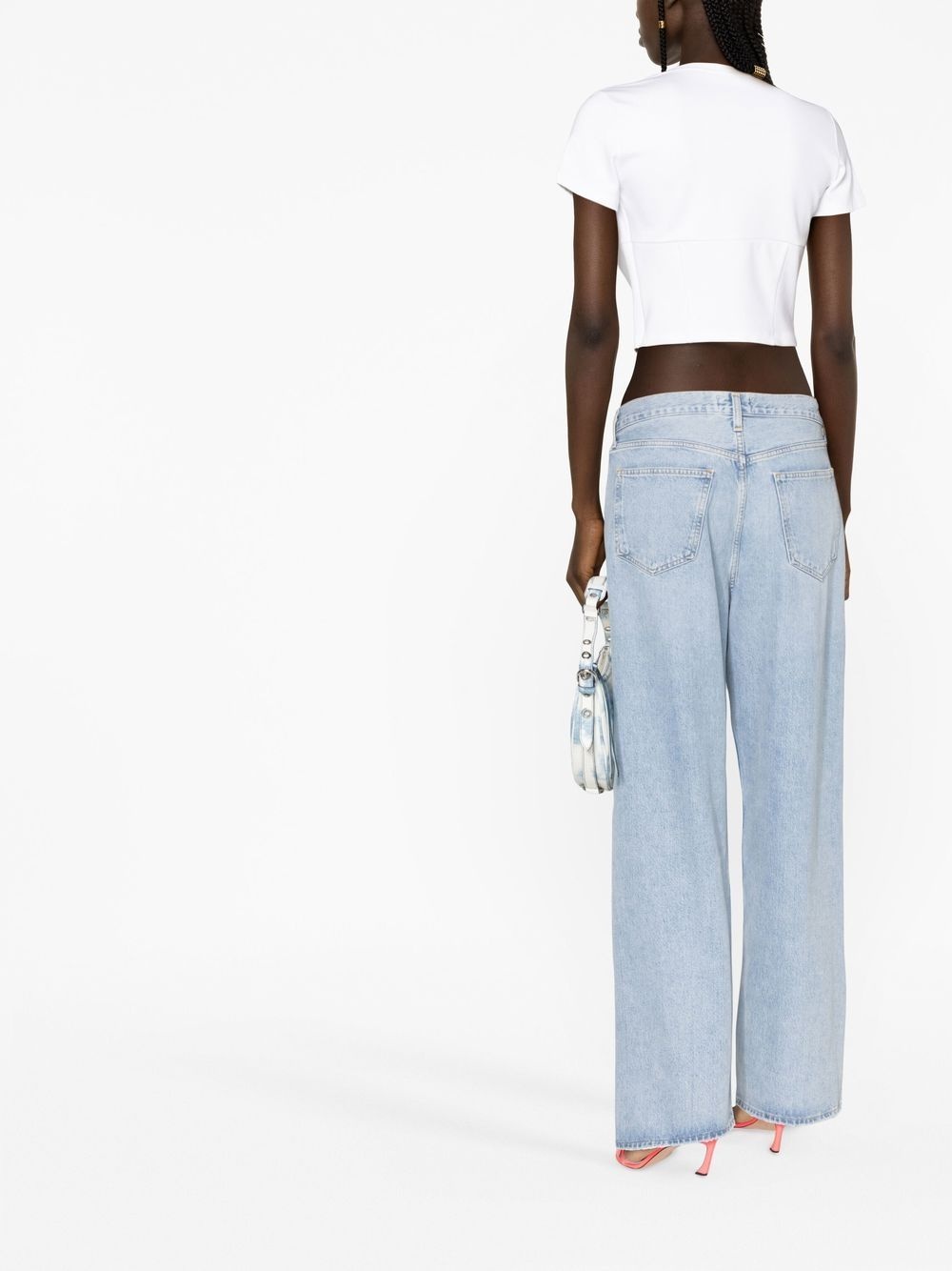 embellished cup-detail cropped T-shirt - 4