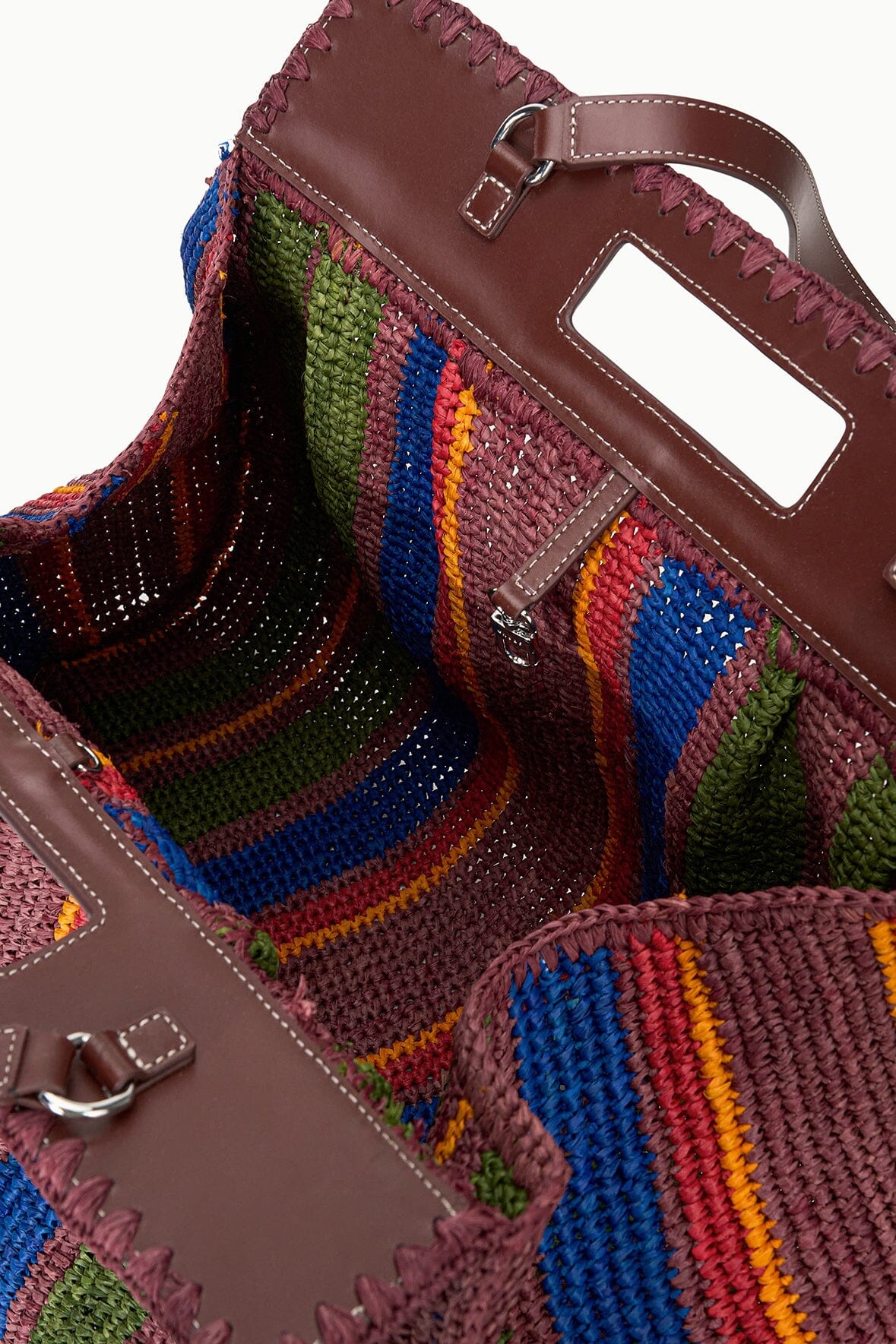 STAUD RUE TOTE BAG JUNGLE STRIPE RAFFIA - 10