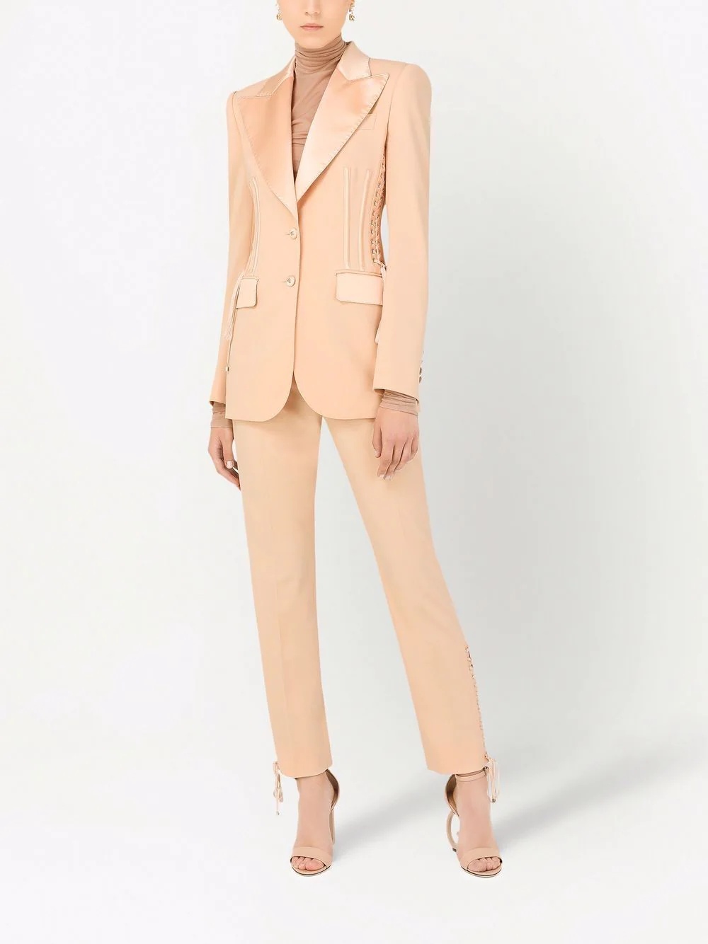 single-breasted corset-tie blazer - 2