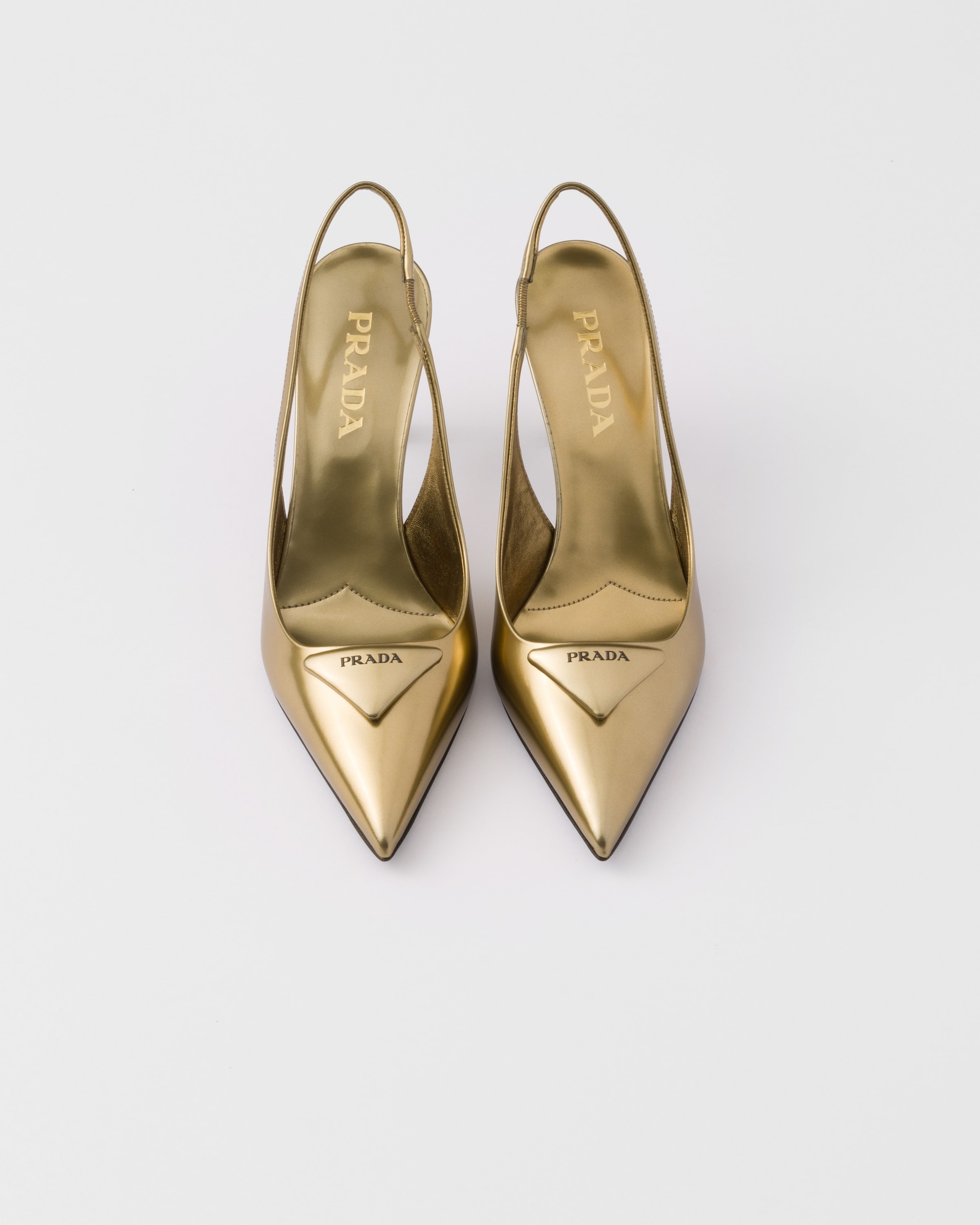 Metallic leather slingback pumps - 4