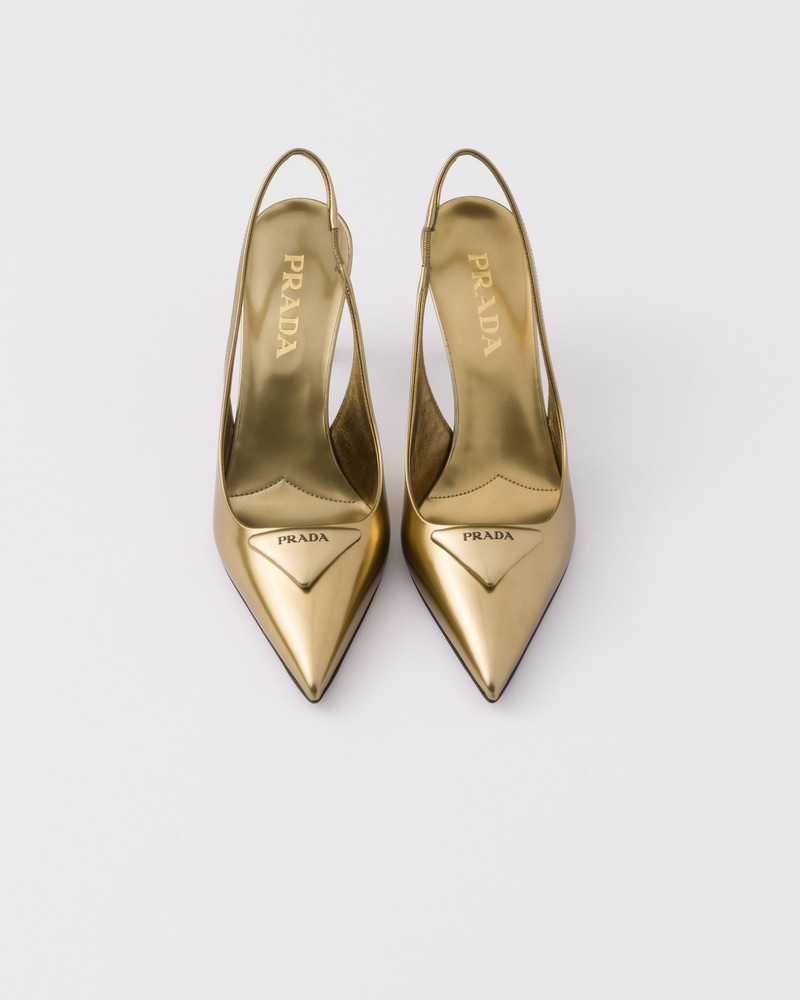 Metallic leather slingback pumps 4