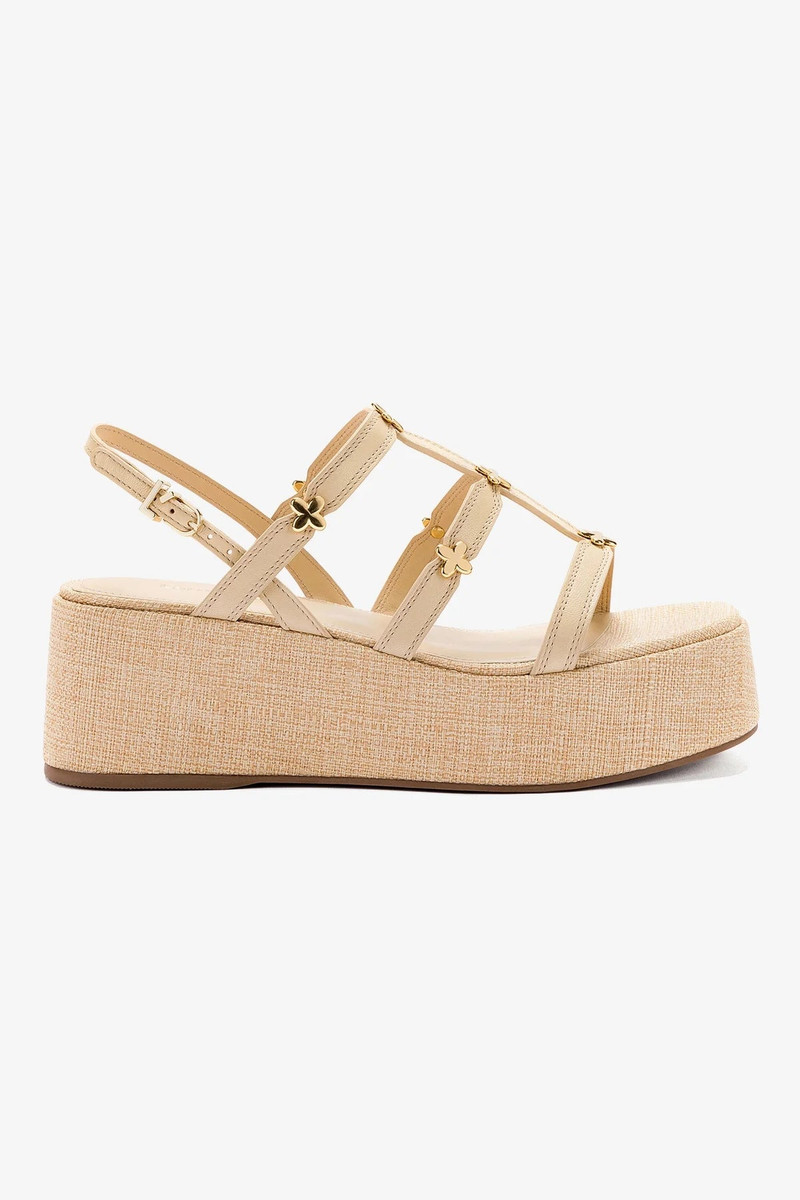 Harmony Flatform Sandal In Beige Raffia 1