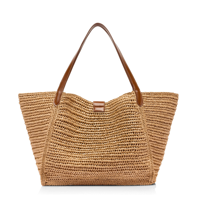 RAFFIA AND LEATHER TARA LARGE TOTE 3