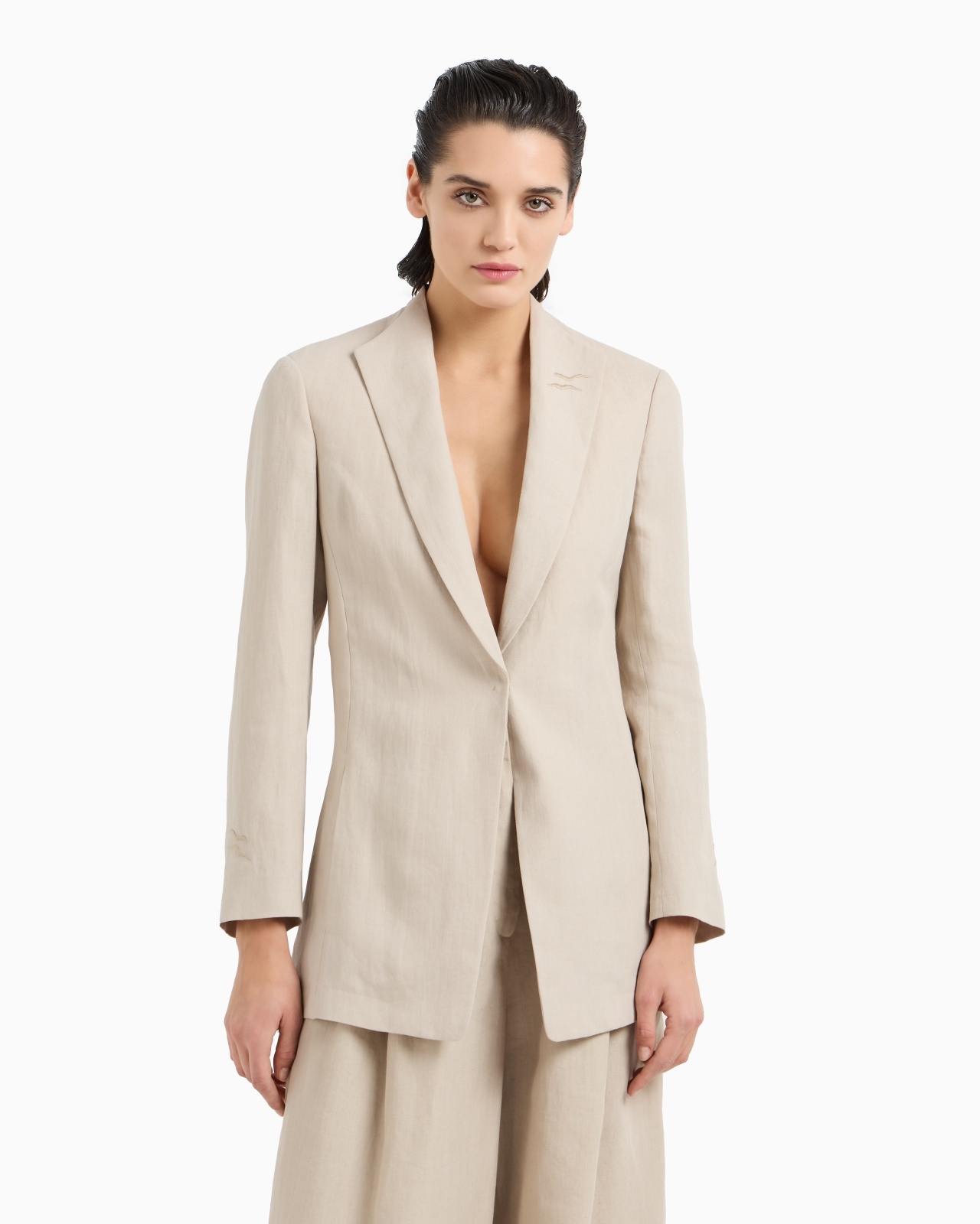 LONG SINGLE-BREASTED LINEN JACKET - 4