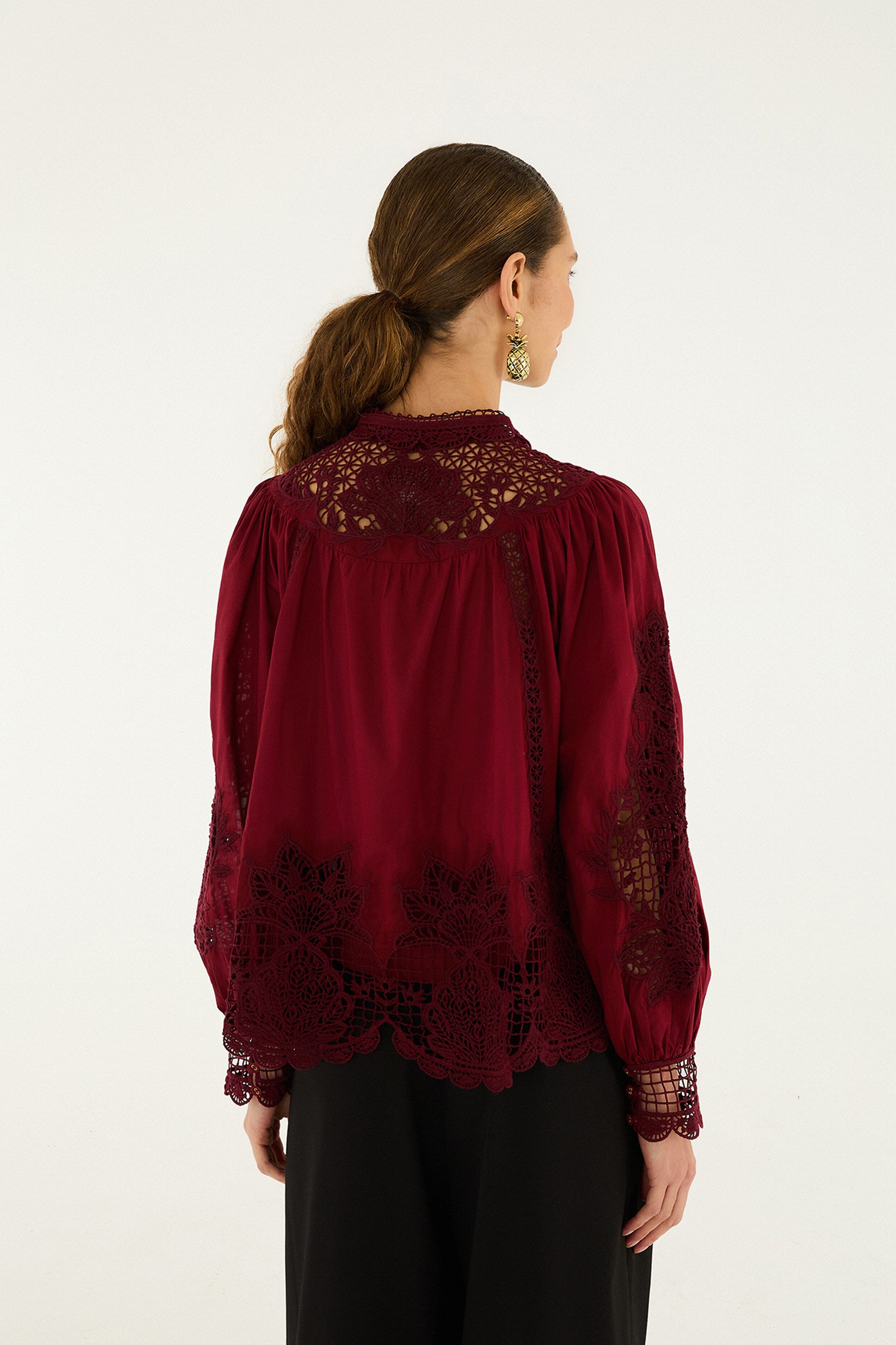 Berry Garden Guipure Organic Cotton Blouse - 3
