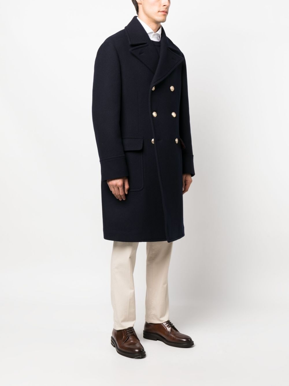 button-down double-breasted coat - 3