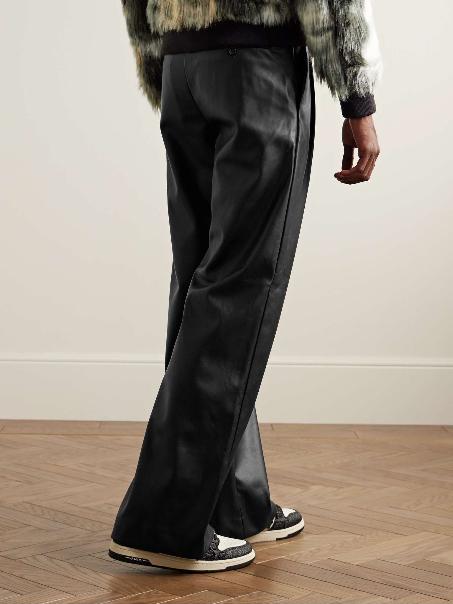 AMIRI Straight-Leg Pleated Faux Leather Trousers for Men