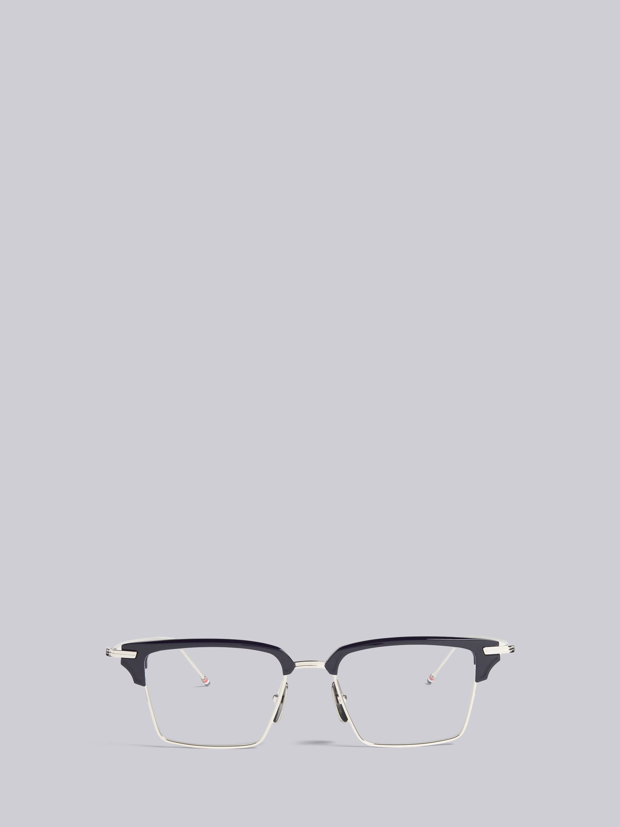 TB422 - Navy and Silver Wayfarer Eyeglasses - 1