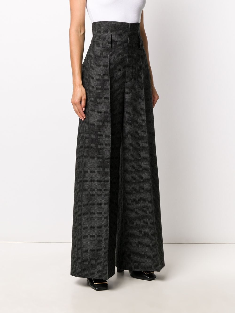 Prince of Wales wide-leg trousers - 3