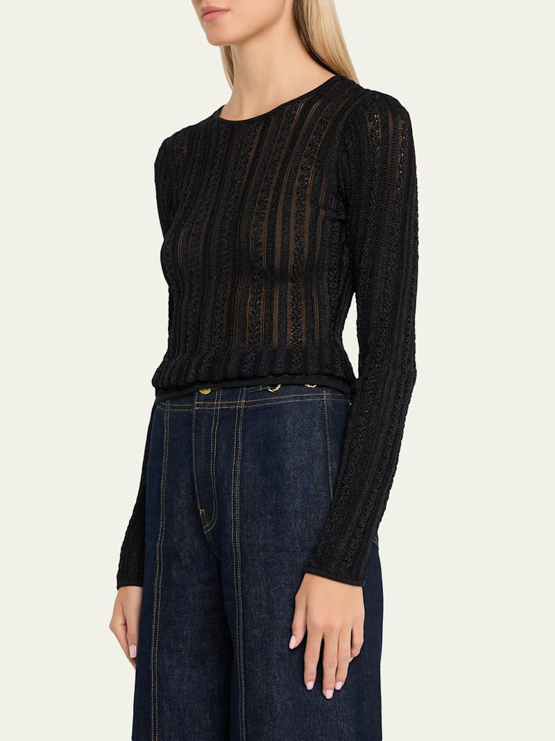 ULLA JOHNSON Ardith Long-Sleeve Lace Knit Top outlook