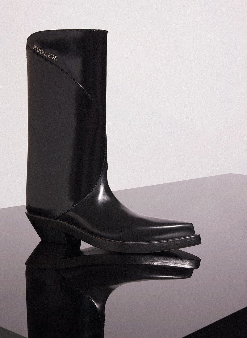 black shiny leather santiag boots 1