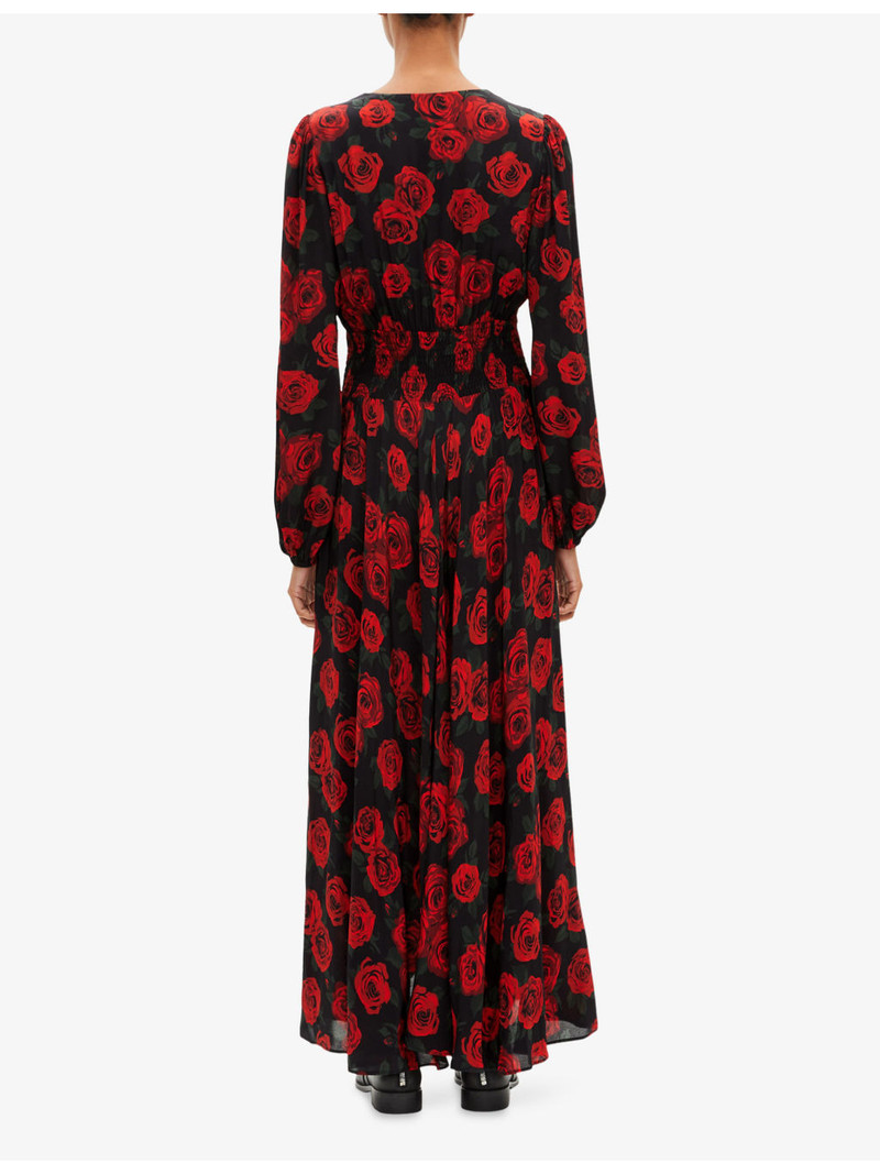 Rose-Print V-Neck Woven Maxi Dress 3