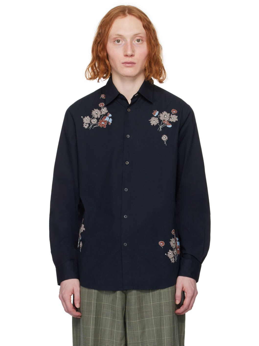 Navy Embroidered Shirt - 1