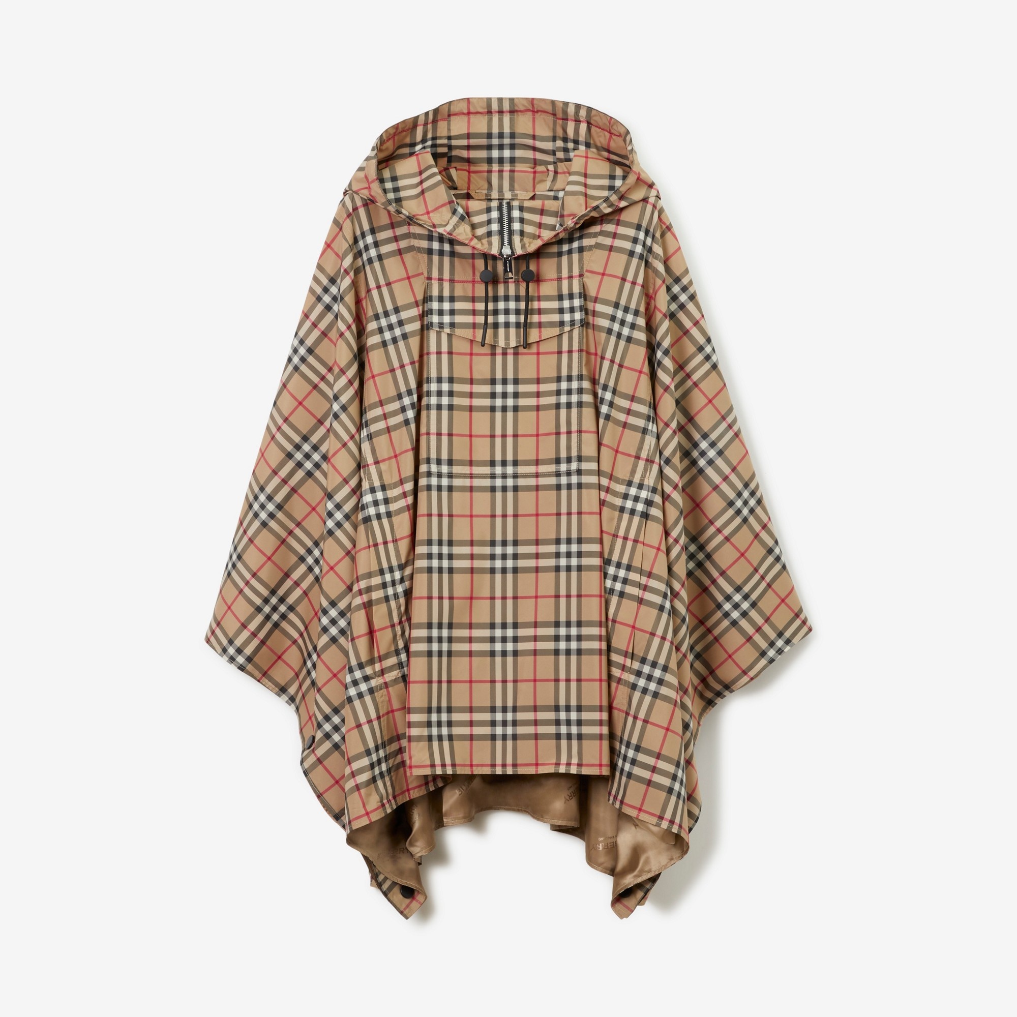 Check Hooded Poncho - 1