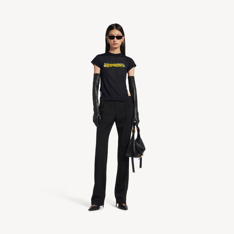 BALENCIAGA Women's Messy Spray Chopped Back T-shirt in Black outlook