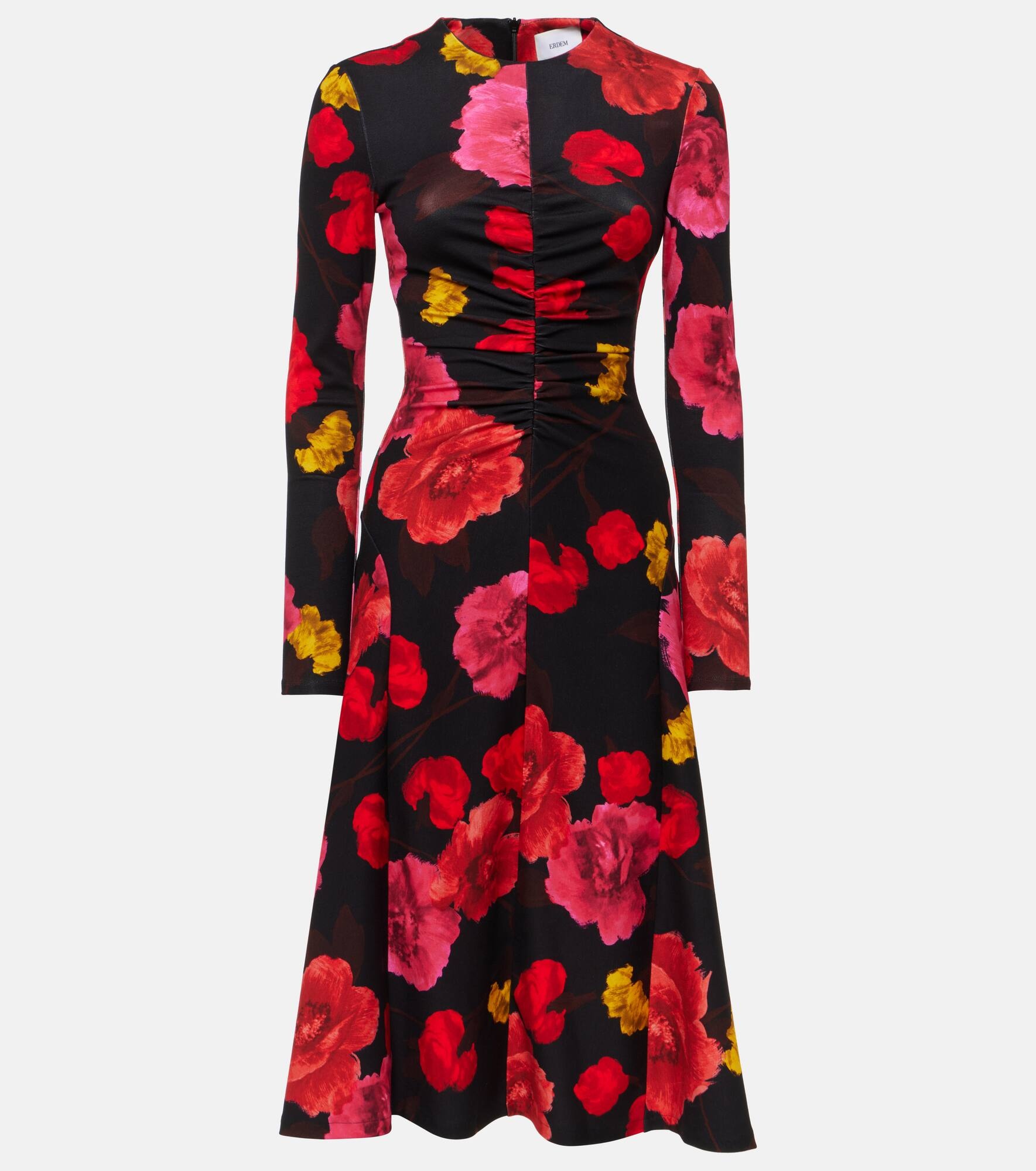 Floral gathered midi dress - 1