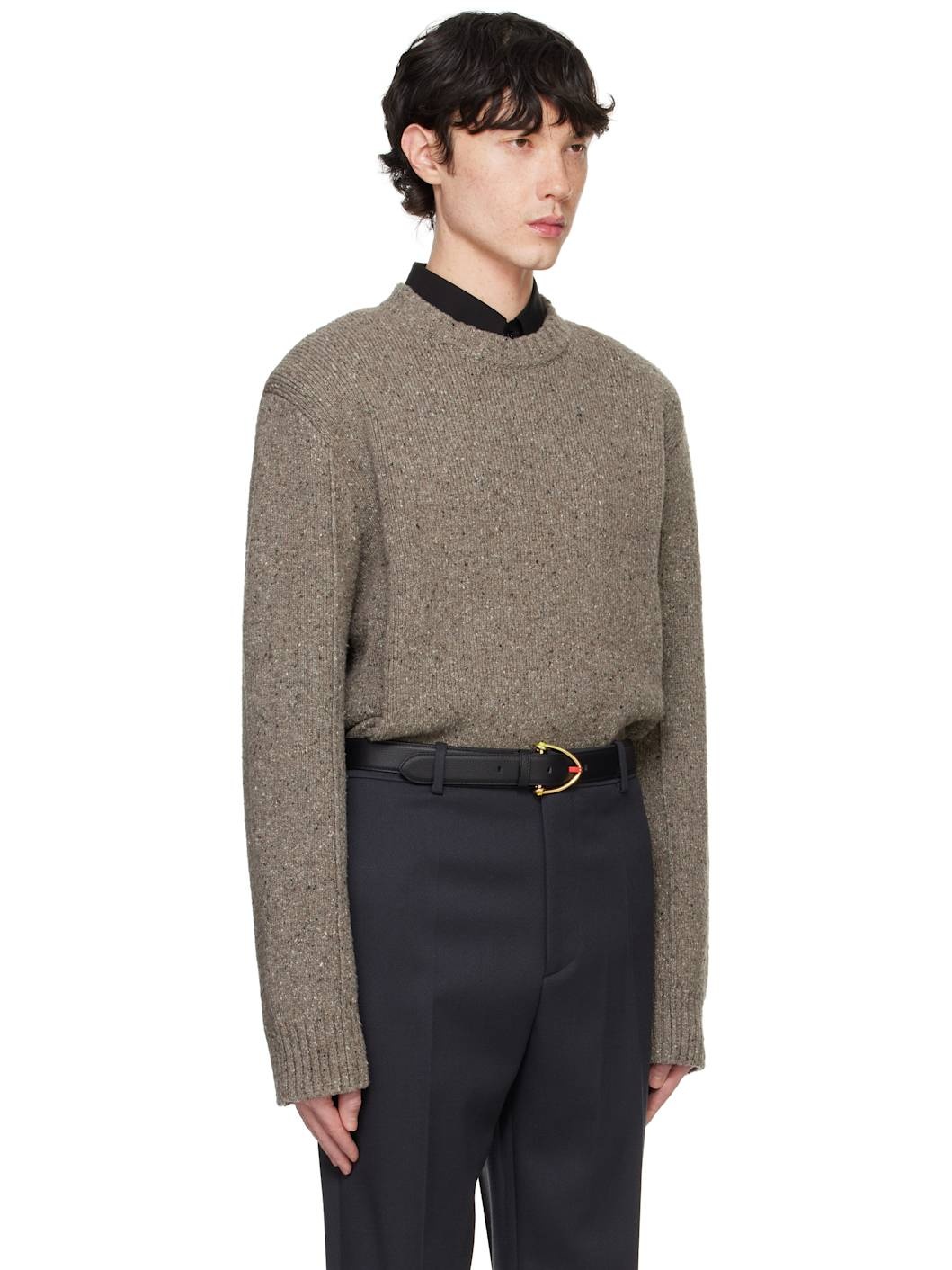 Taupe Wool Tailored Sweater - 2