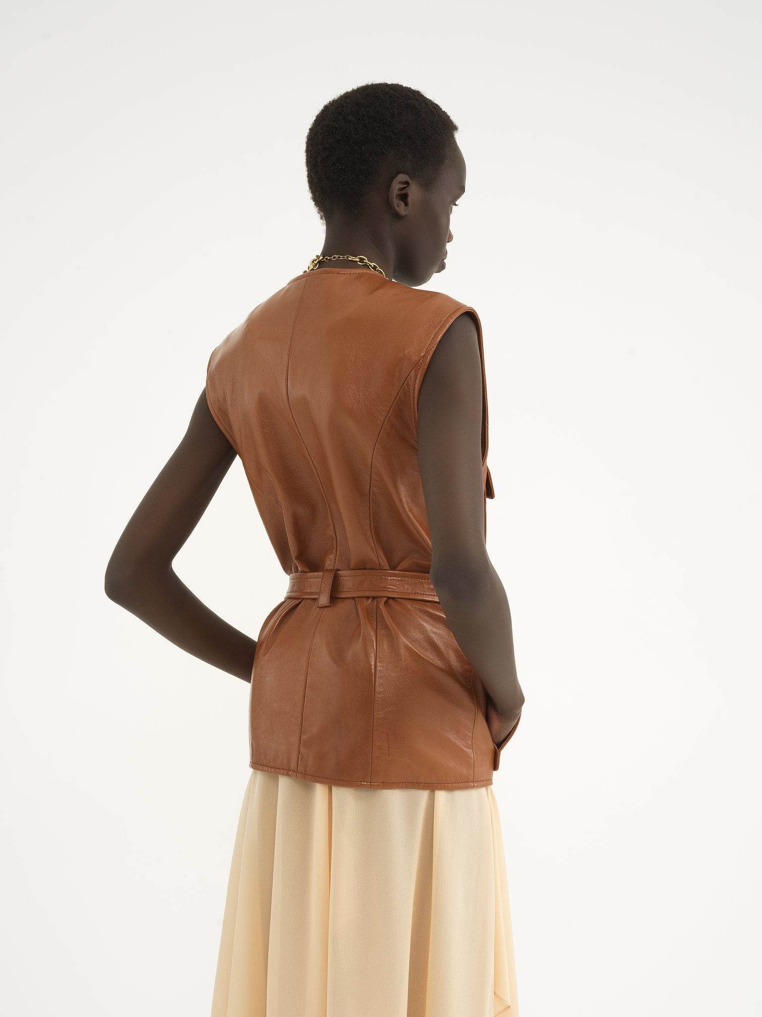 UTILITARIAN VEST IN SOFT LEATHER - 5