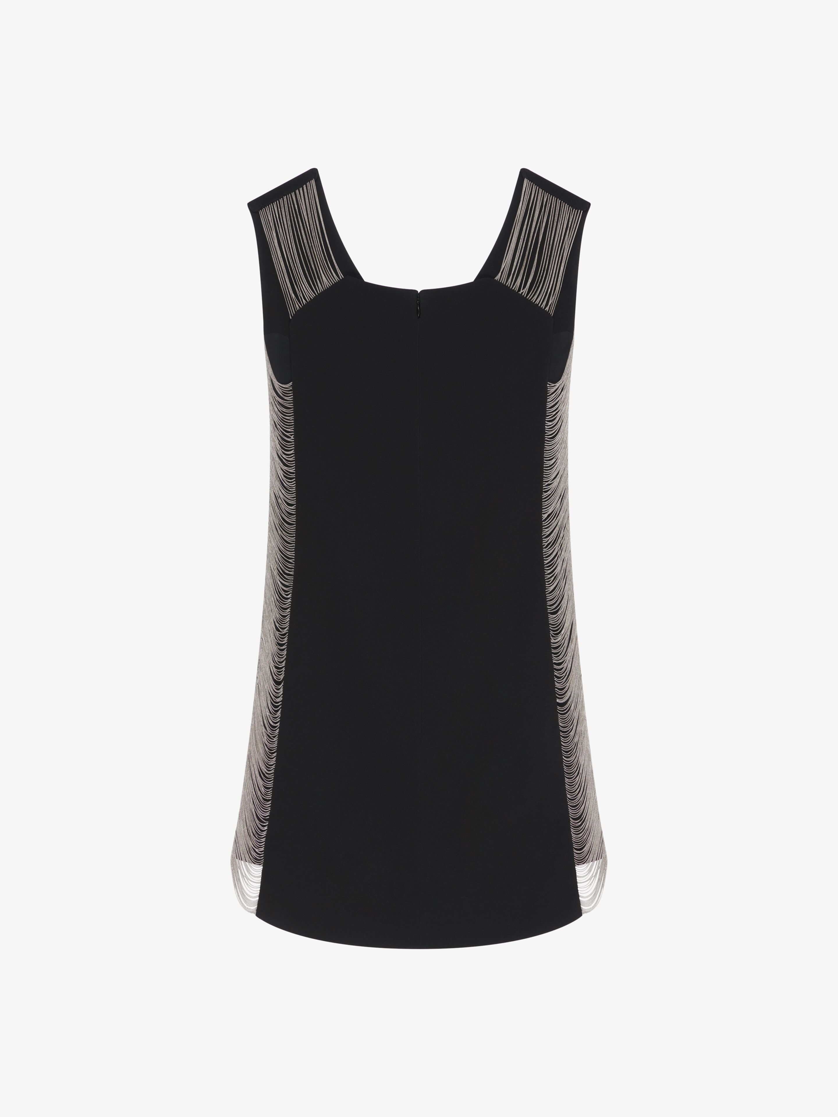 DRESS IN SABLE STRETCH WITH CHAINS - 5