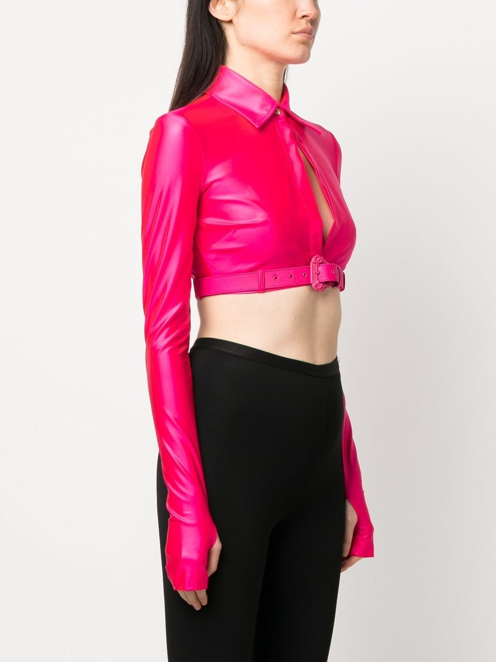 Baroque-buckle crop shirt - 3