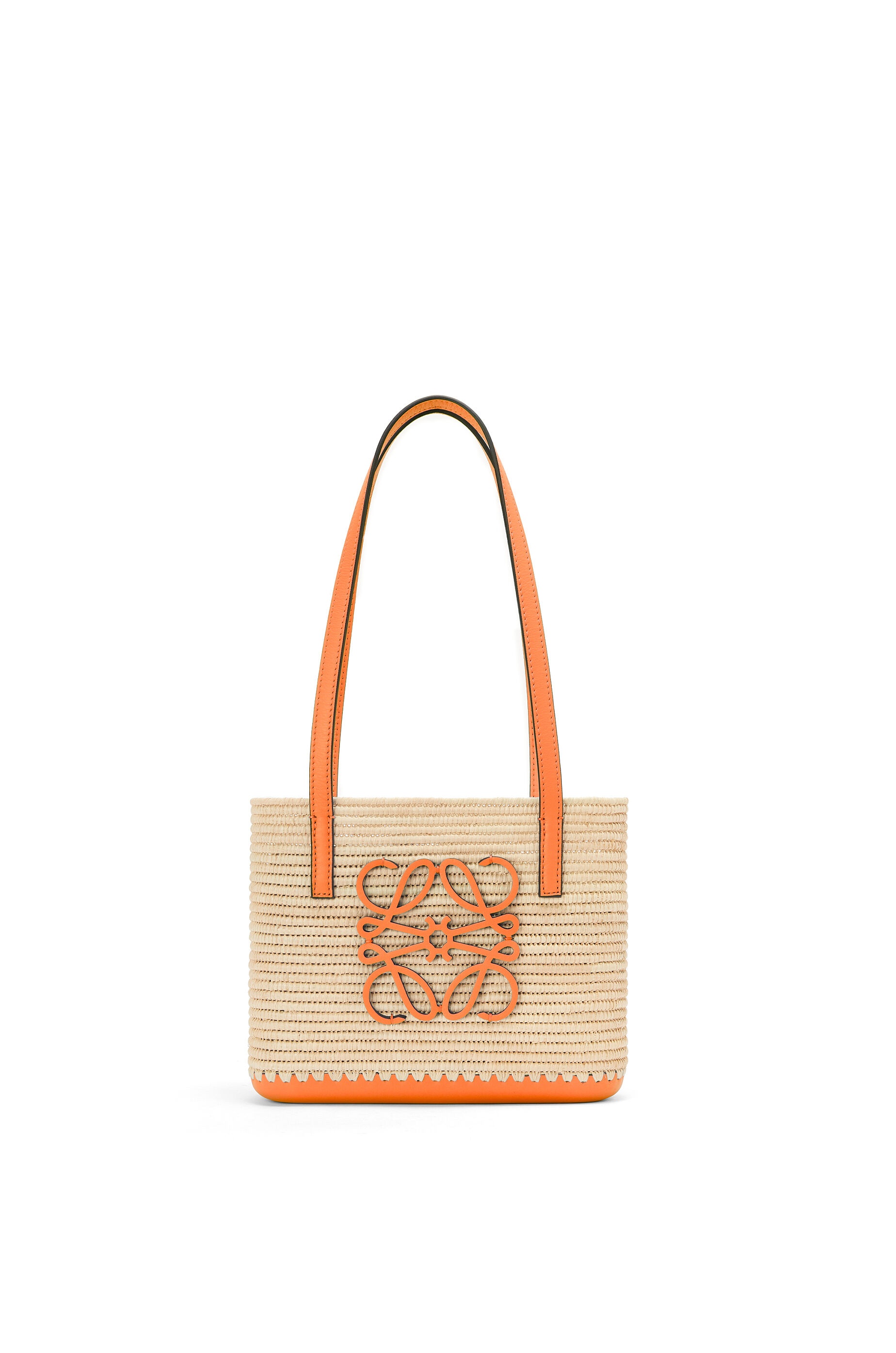 Mini Square Basket bag in raffia and calfskin - 1