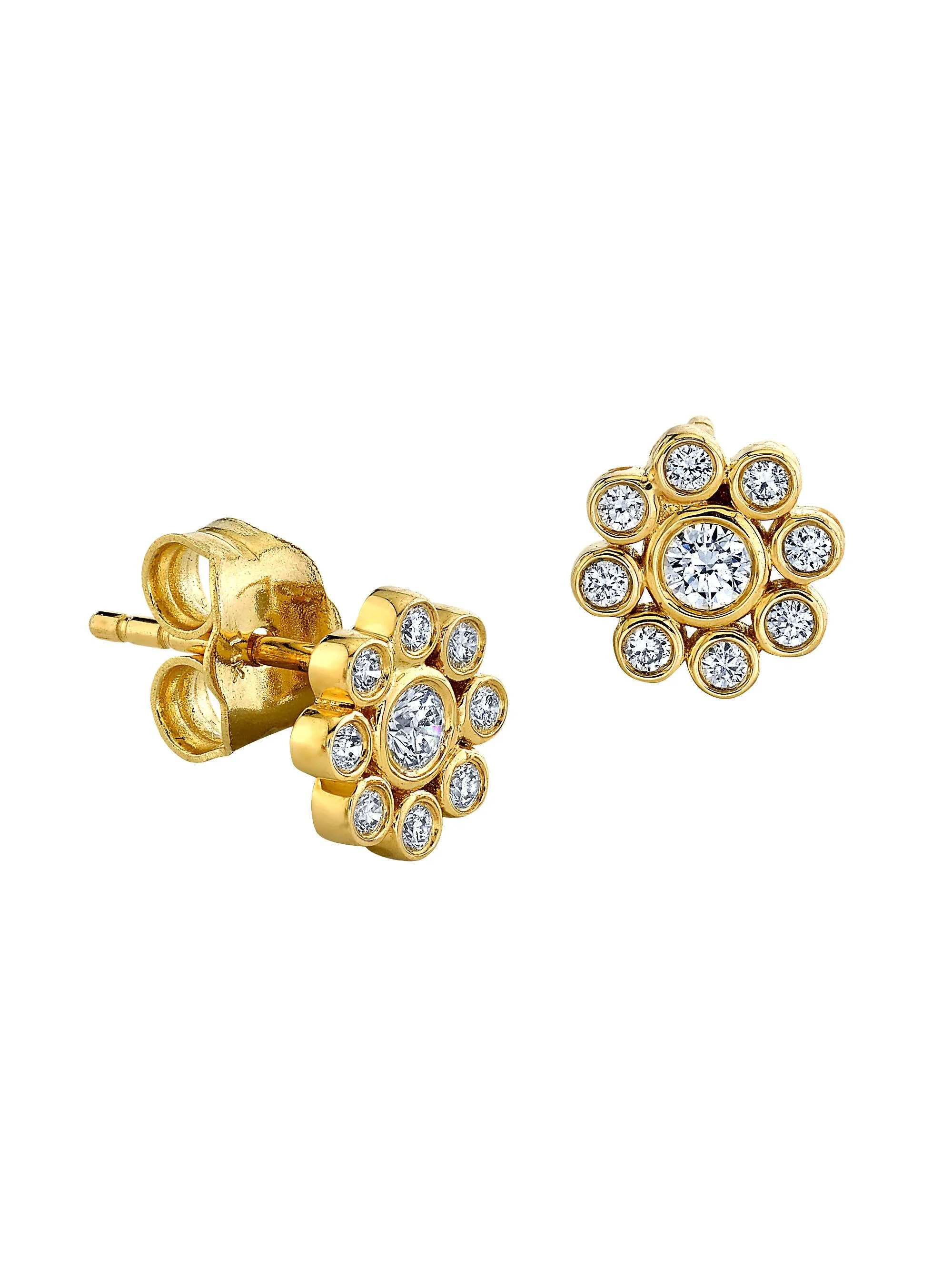 Women's 14K Yellow Gold & Diamond Flower Single Stud Earring - Gold - 1