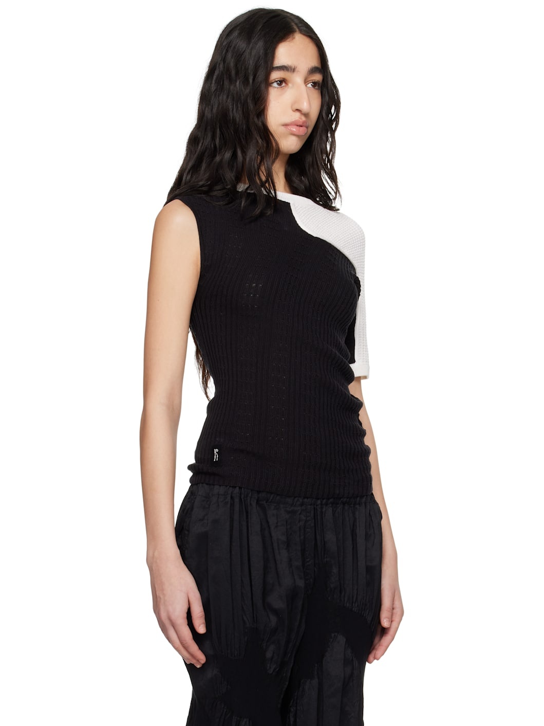 Black & White Nomas Asymmetric Knit Raglan Sweater - 2