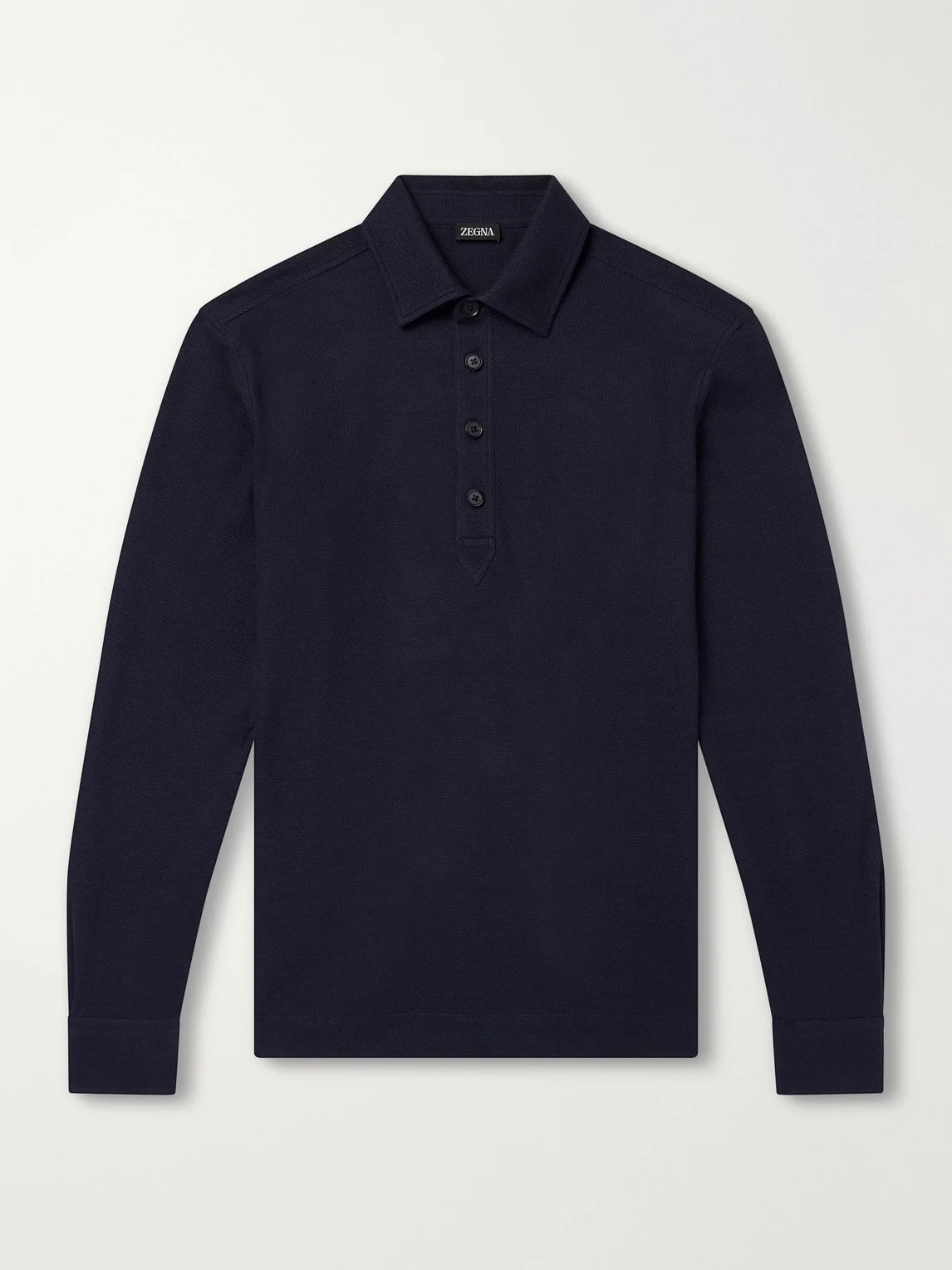 Cotton and Silk-Blend Piqué Polo Shirt - 1